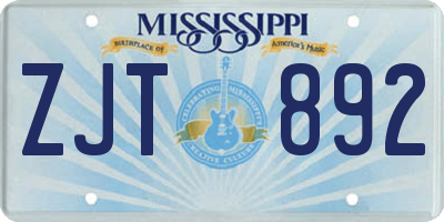 MS license plate ZJT892