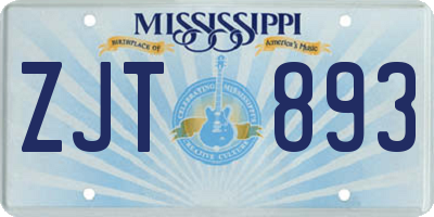 MS license plate ZJT893