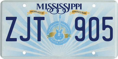 MS license plate ZJT905