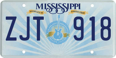 MS license plate ZJT918