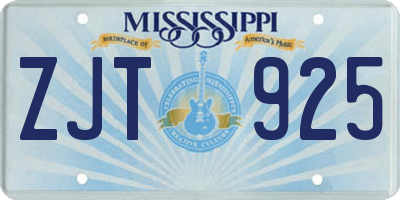 MS license plate ZJT925
