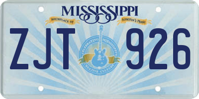 MS license plate ZJT926