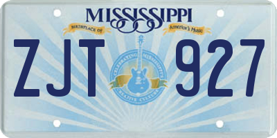 MS license plate ZJT927