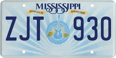 MS license plate ZJT930