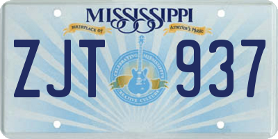 MS license plate ZJT937