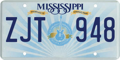 MS license plate ZJT948