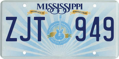 MS license plate ZJT949