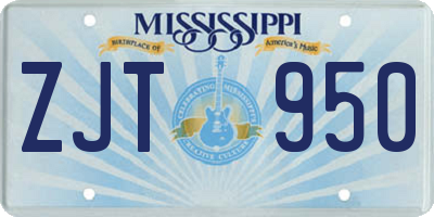 MS license plate ZJT950