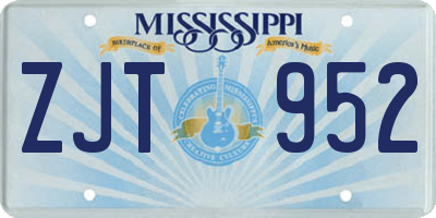 MS license plate ZJT952