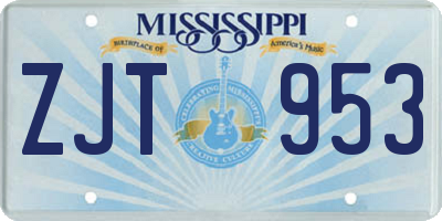 MS license plate ZJT953