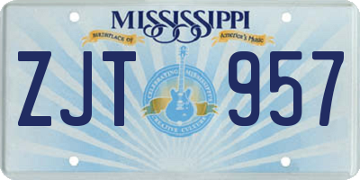 MS license plate ZJT957
