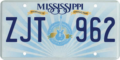 MS license plate ZJT962