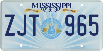 MS license plate ZJT965