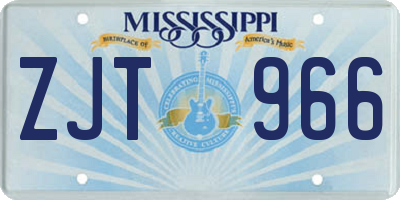 MS license plate ZJT966
