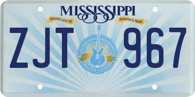MS license plate ZJT967