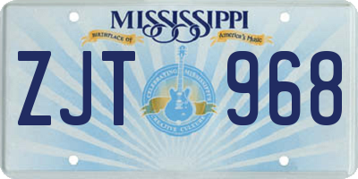 MS license plate ZJT968