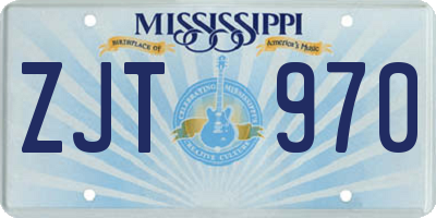 MS license plate ZJT970