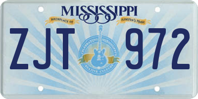 MS license plate ZJT972