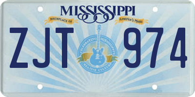 MS license plate ZJT974