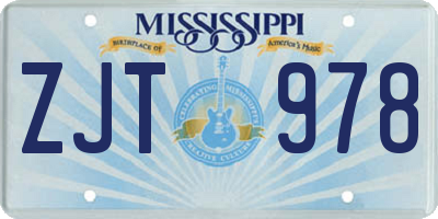 MS license plate ZJT978