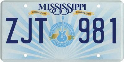 MS license plate ZJT981