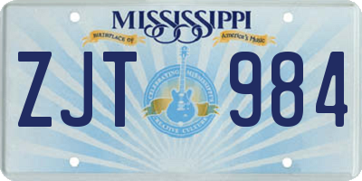 MS license plate ZJT984