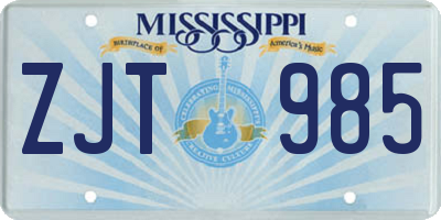 MS license plate ZJT985