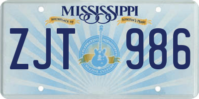 MS license plate ZJT986