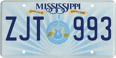 MS license plate ZJT993