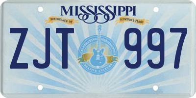 MS license plate ZJT997