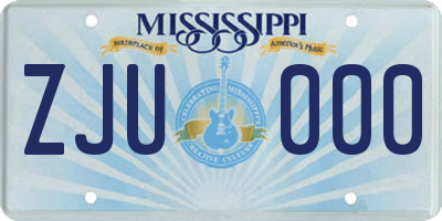 MS license plate ZJU000