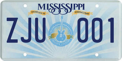 MS license plate ZJU001