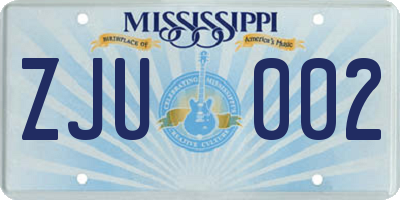 MS license plate ZJU002