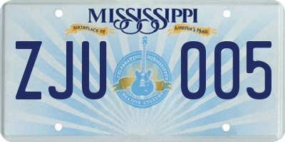 MS license plate ZJU005