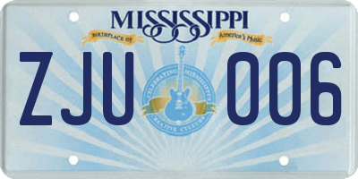 MS license plate ZJU006