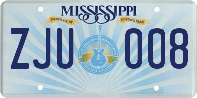 MS license plate ZJU008
