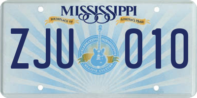 MS license plate ZJU010