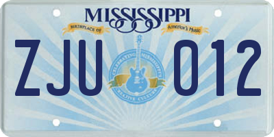 MS license plate ZJU012