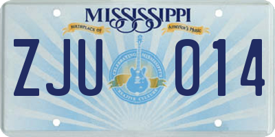 MS license plate ZJU014
