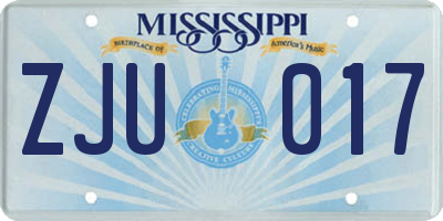 MS license plate ZJU017