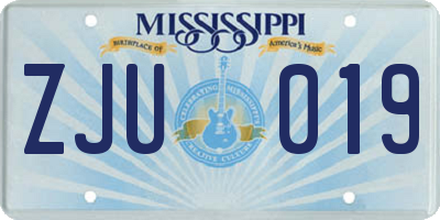 MS license plate ZJU019