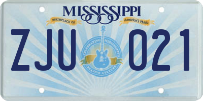 MS license plate ZJU021