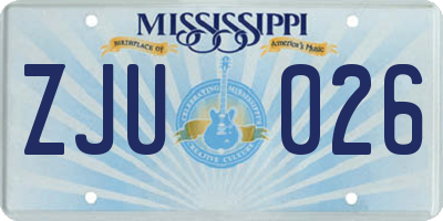 MS license plate ZJU026