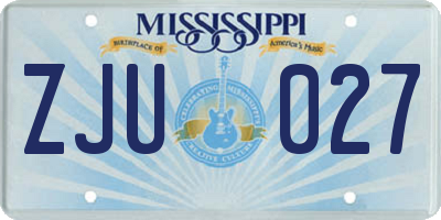 MS license plate ZJU027