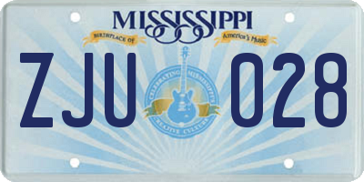 MS license plate ZJU028