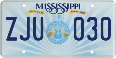 MS license plate ZJU030