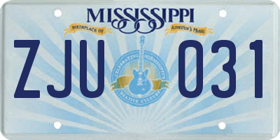 MS license plate ZJU031