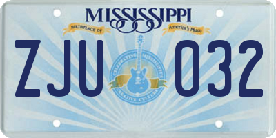 MS license plate ZJU032