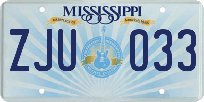 MS license plate ZJU033