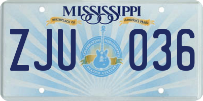 MS license plate ZJU036
